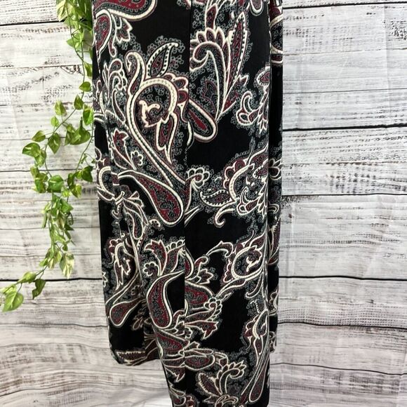 Christopher & Banks Skirt size 10 Black Red Paisley A Line Midi Boho Modest Slim - Picture 12 of 16